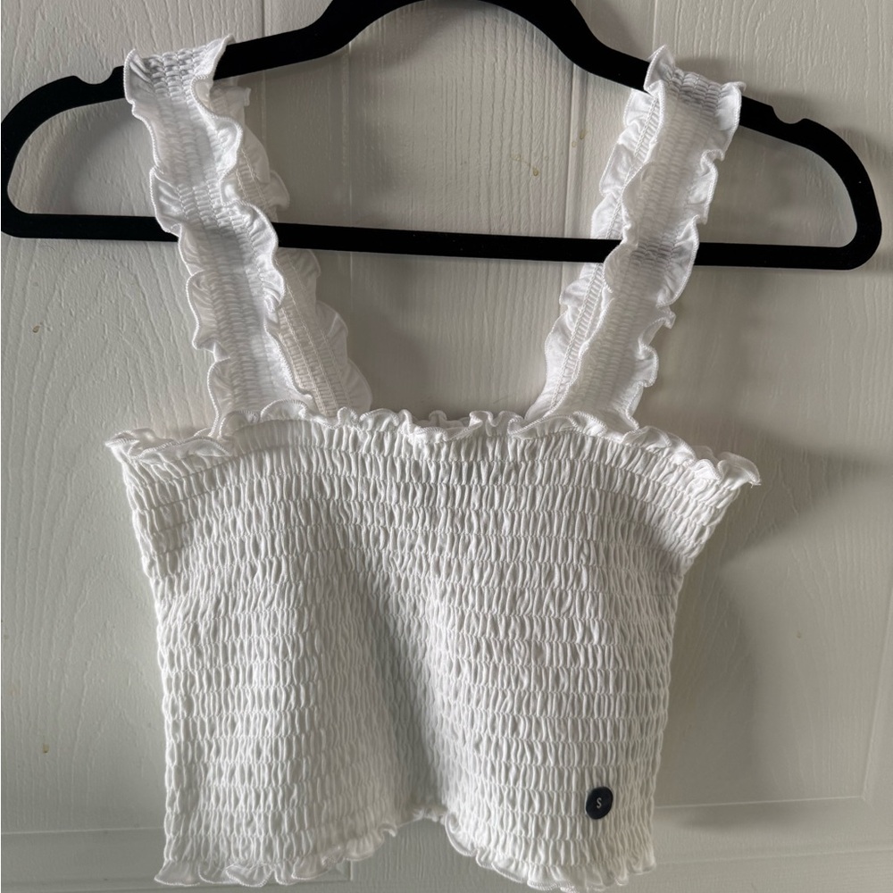 Hollister Smocked Ruffled Crop Tank Top
